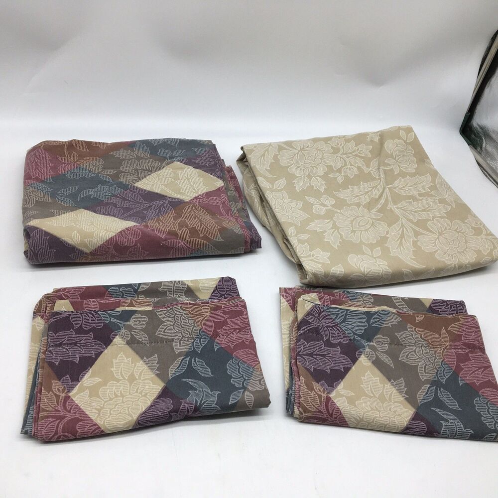 Full Thomaston Percale Sheet Set Set Flat Fitted 2 Pillowcase Floral Plaid Retro